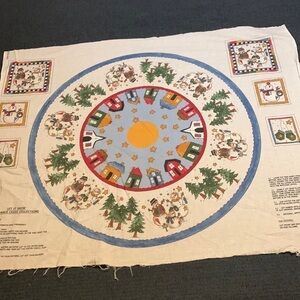 Vintage Let It Snow Christmas tree skirt Sewing panel / fabric